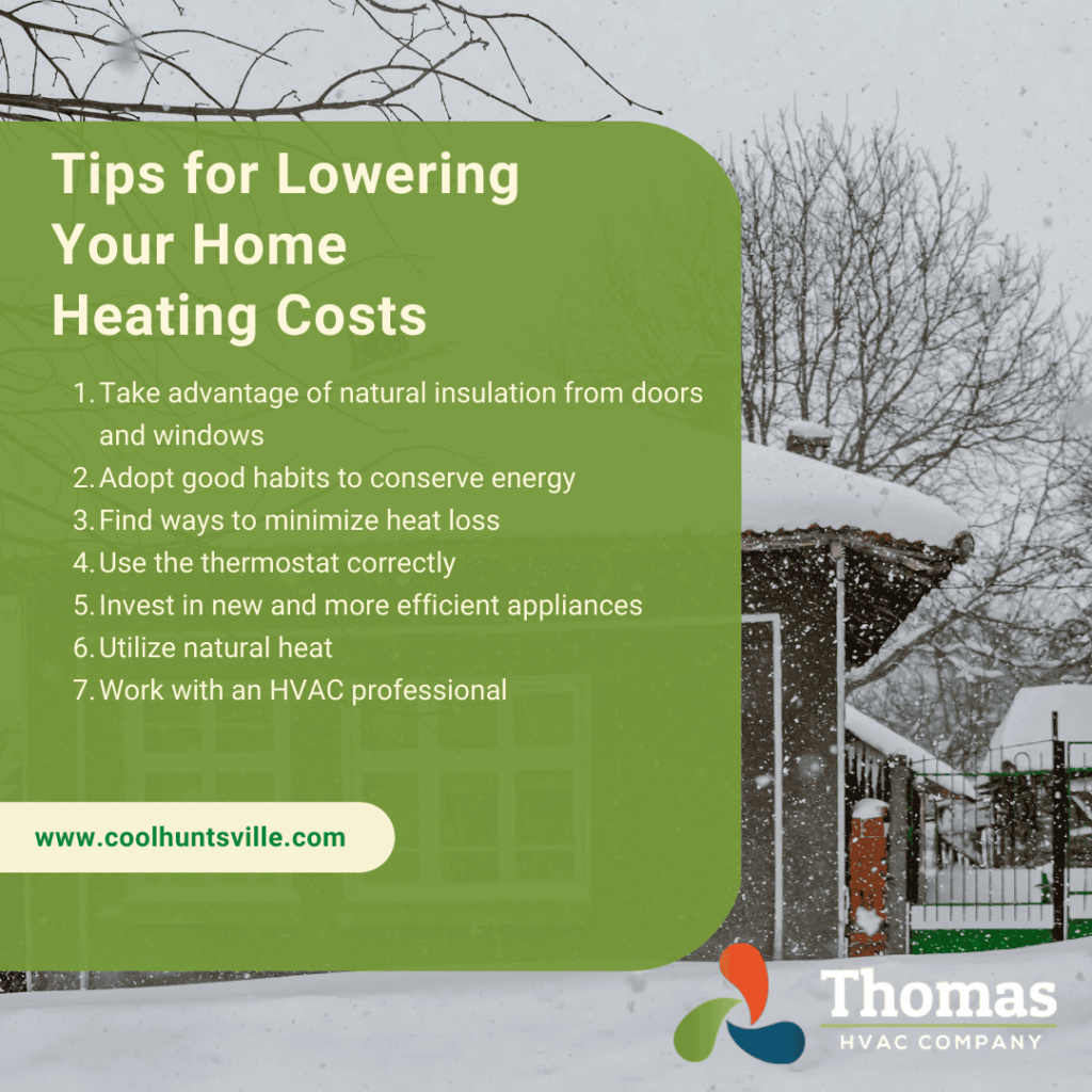 tips for lowering heating costs during winter infographic